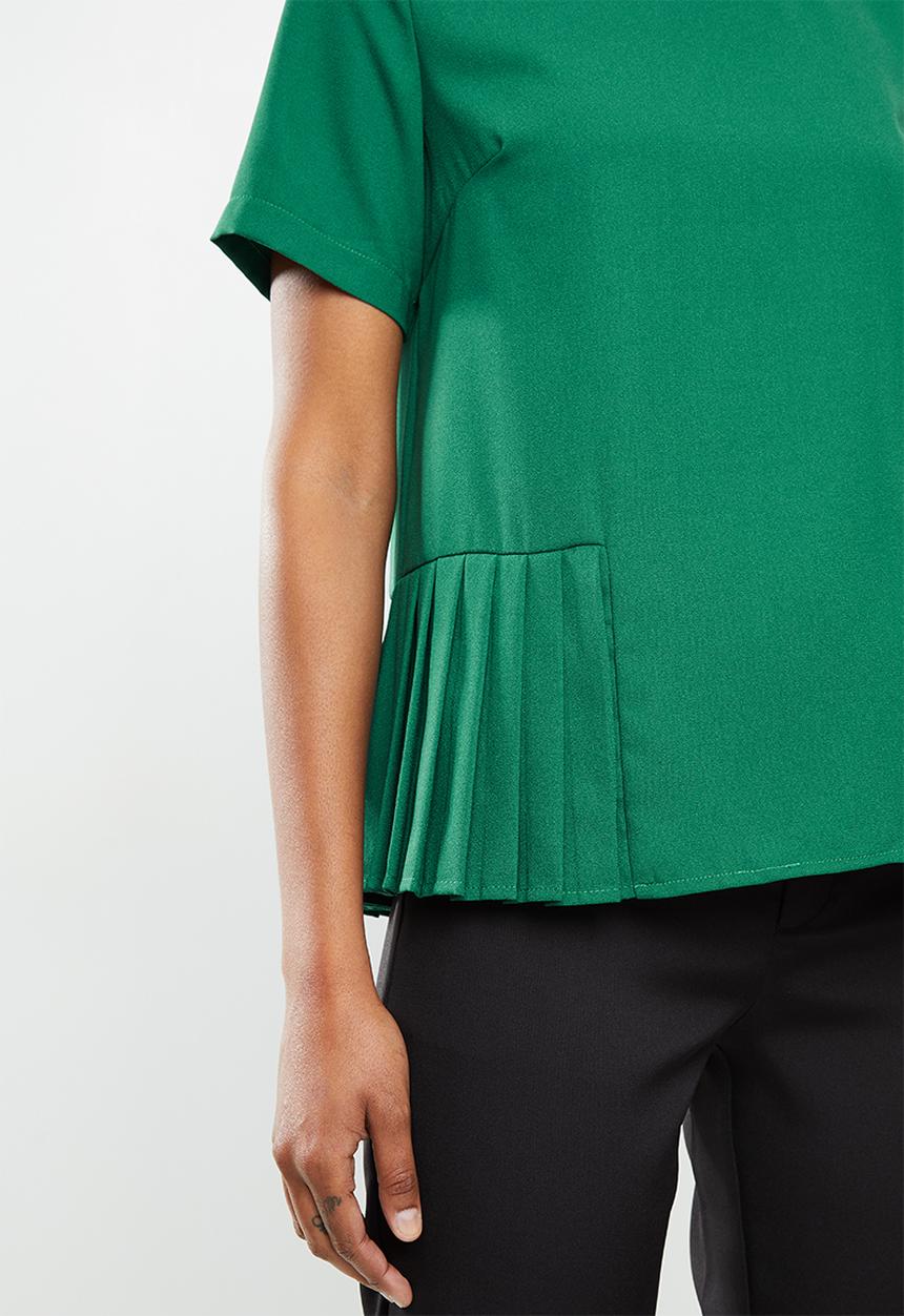 edit - Pleat detail woven shell - emerald