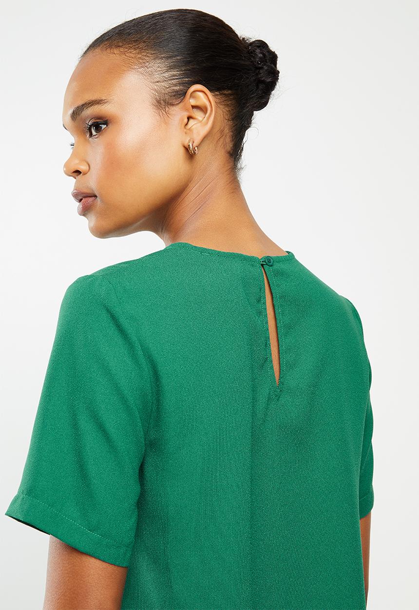 edit - Pleat detail woven shell - emerald