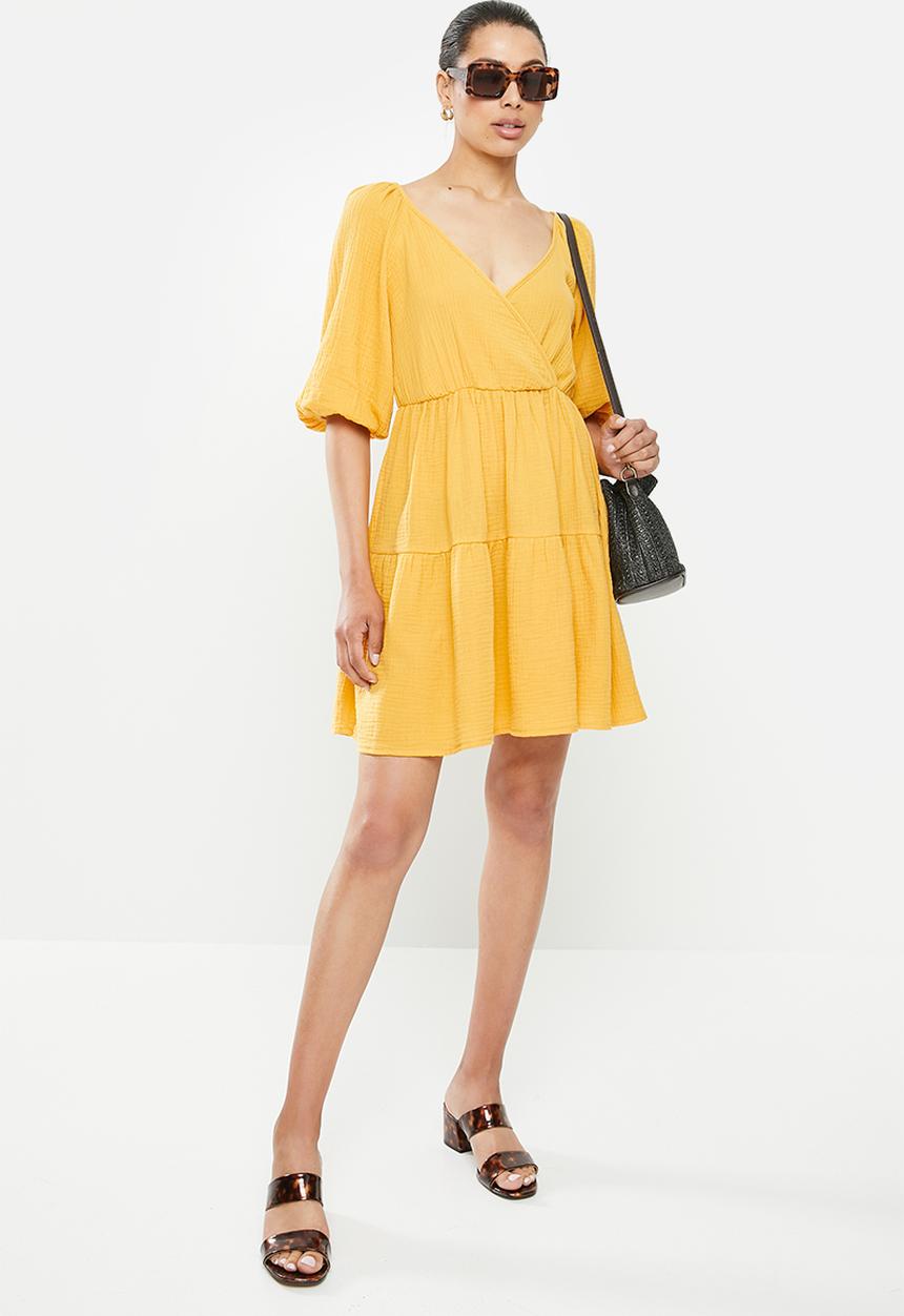 MILLA - Wrap mini dress - yellow
