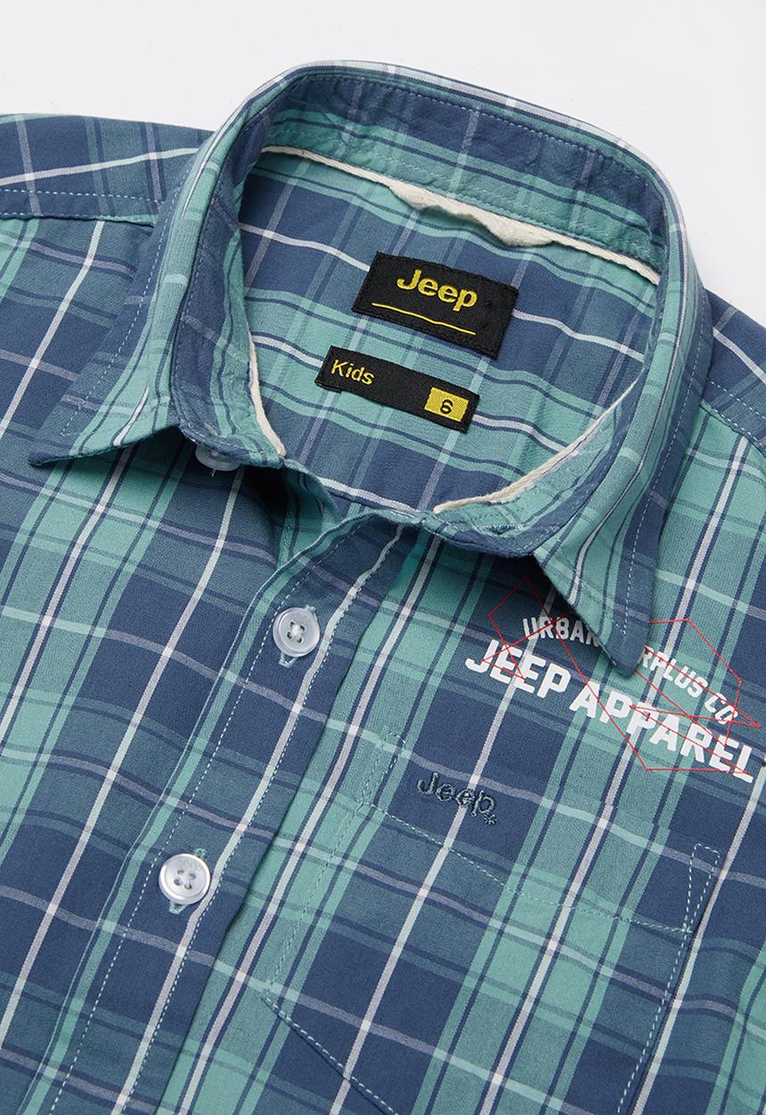 JEEP - Simon short sleeve check shirt - blue