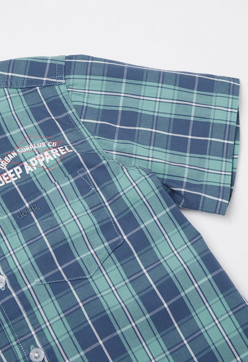 JEEP - Simon short sleeve check shirt - blue