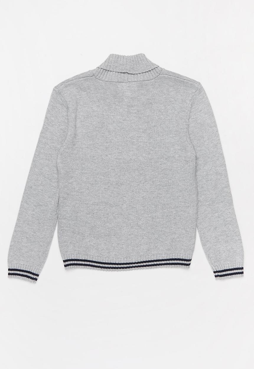 POLO - Boys adrian crested cardigan - grey