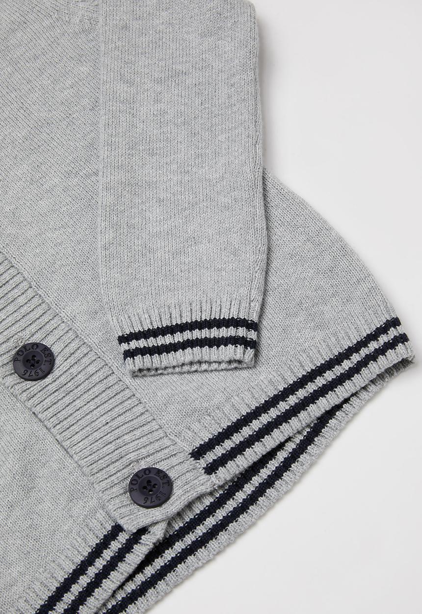 POLO - Boys adrian crested cardigan - grey