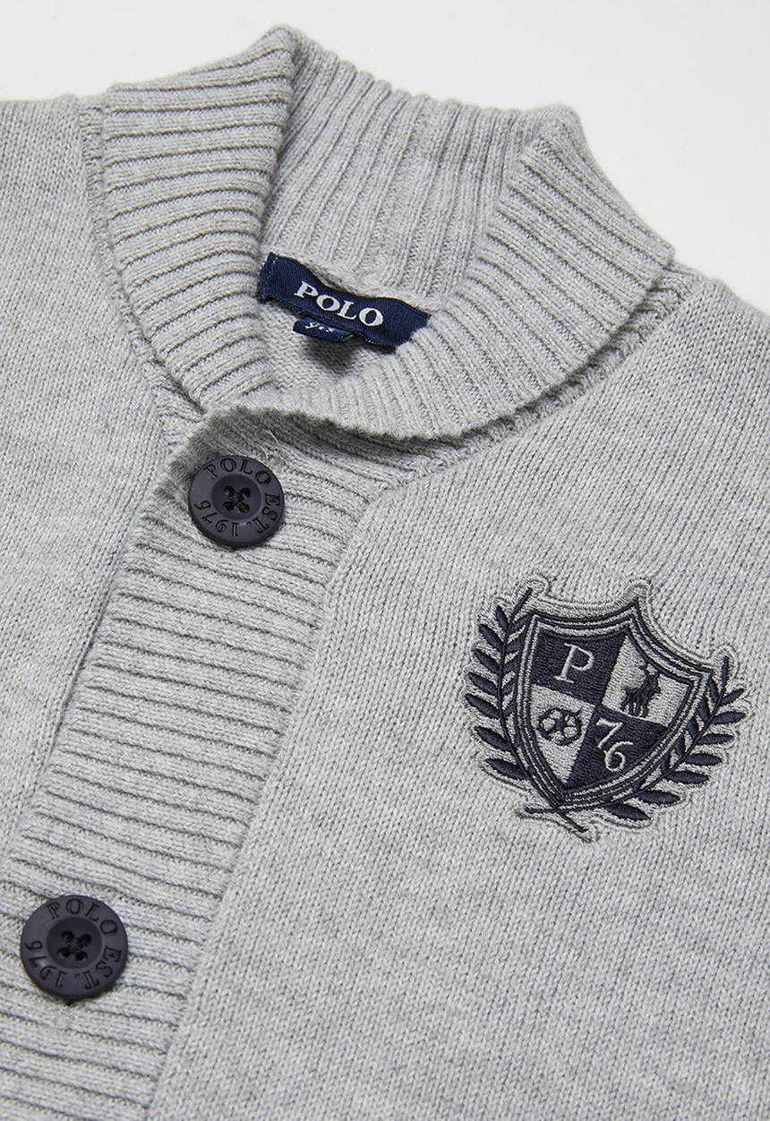 POLO - Boys adrian crested cardigan - grey