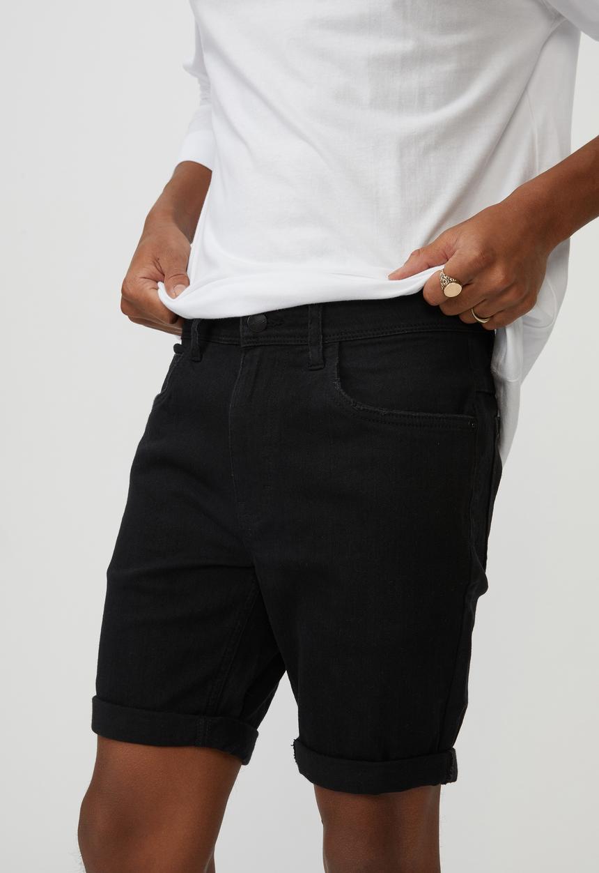 Factorie - Slim cut denim short - true black