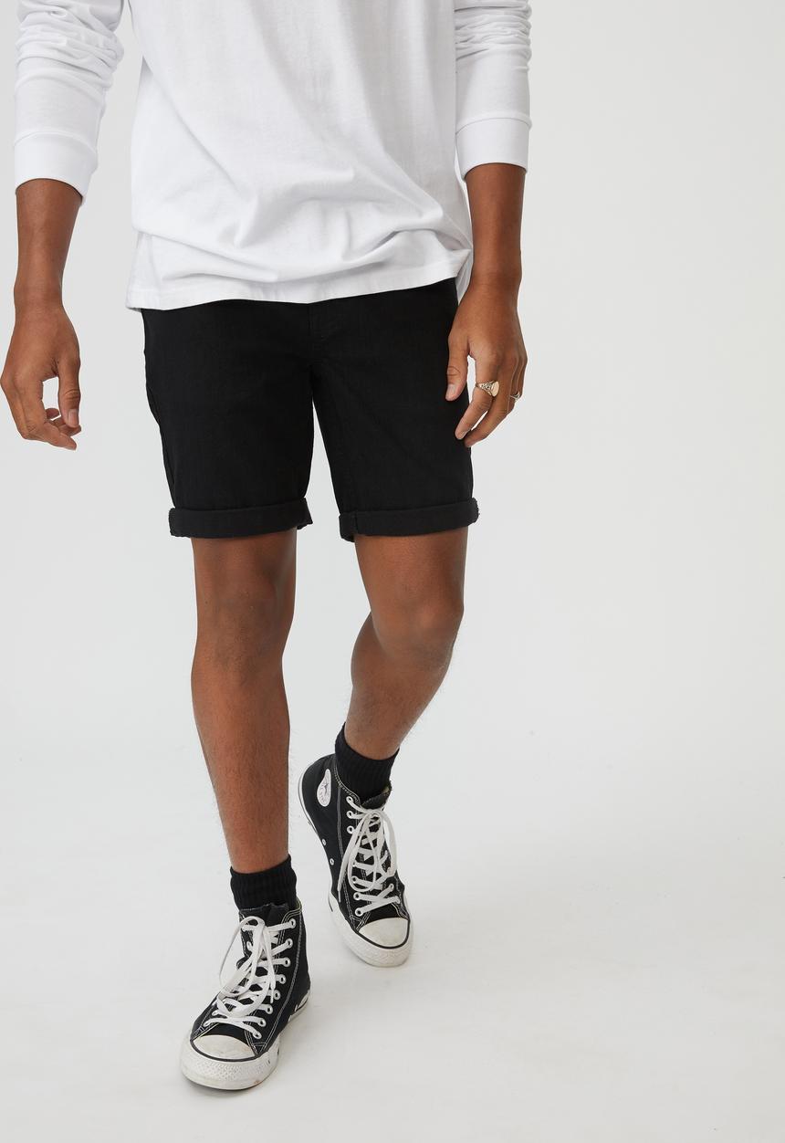 Factorie - Slim cut denim short - true black