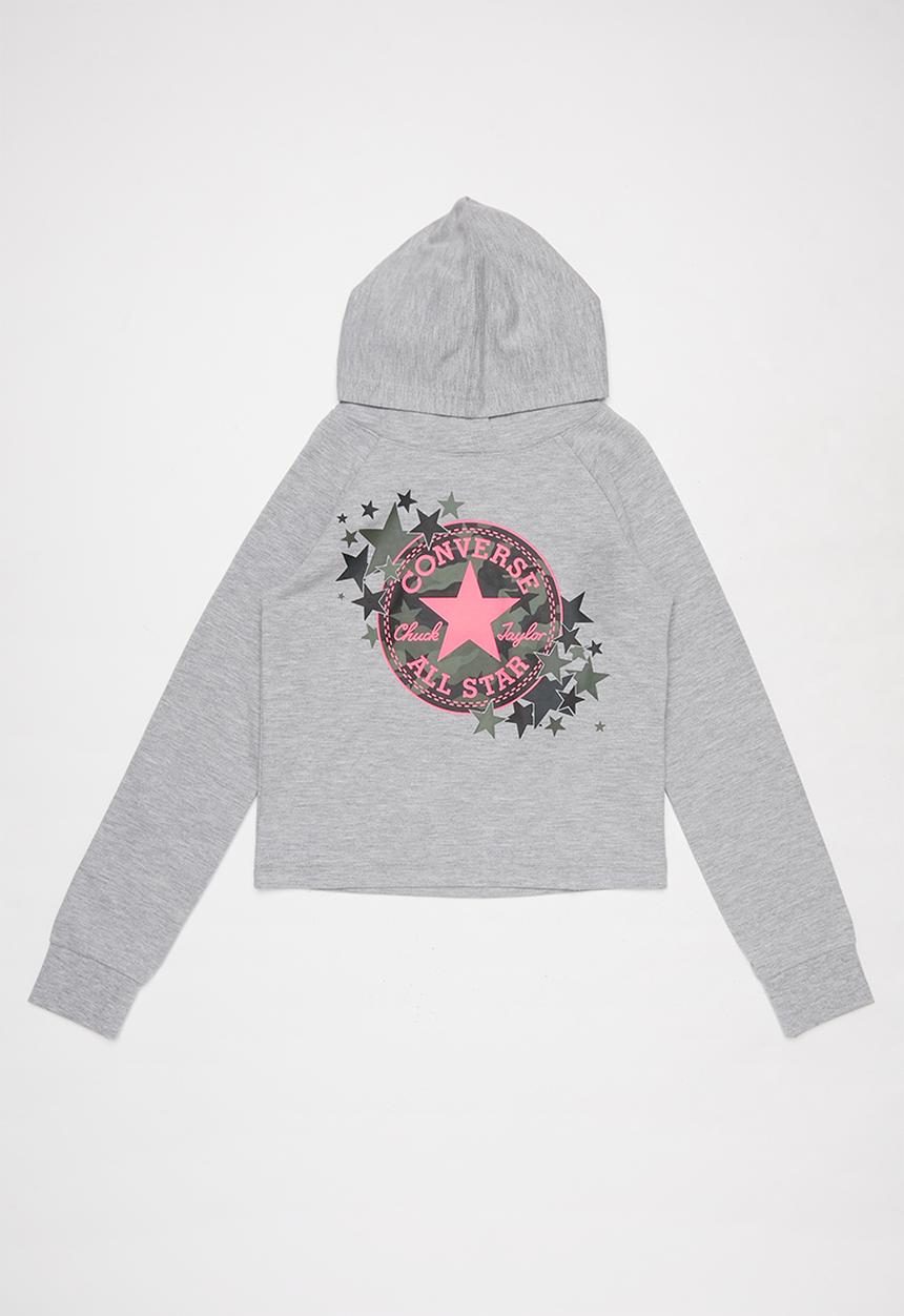 Converse - Converse girls raglan camo star hoodie - grey