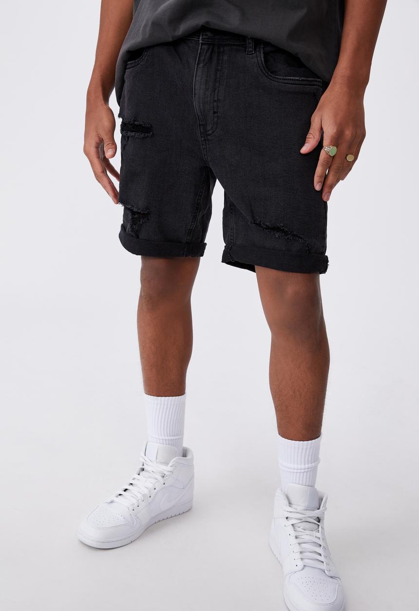 Factorie - Slim cut denim short - washed black
