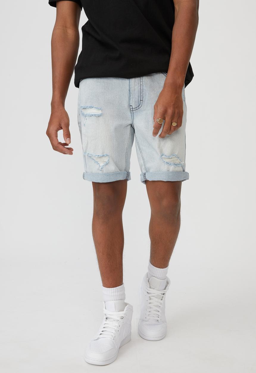 Factorie - Slim cut denim short - pale blue