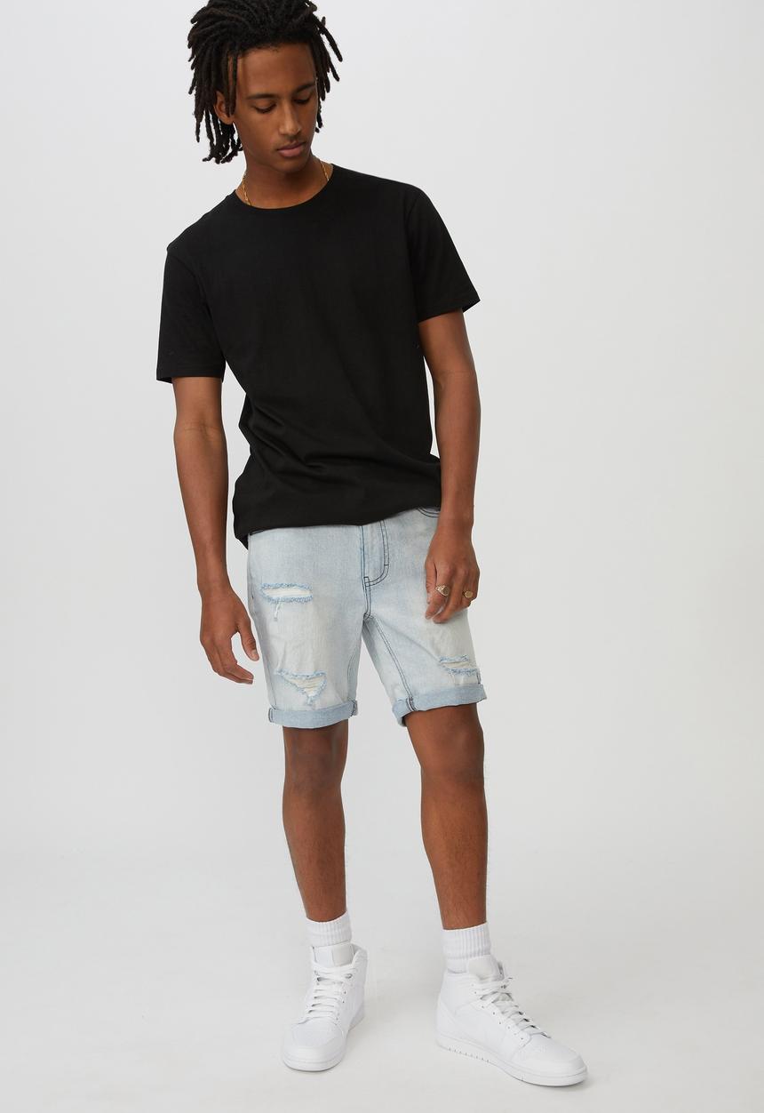 Factorie - Slim cut denim short - pale blue