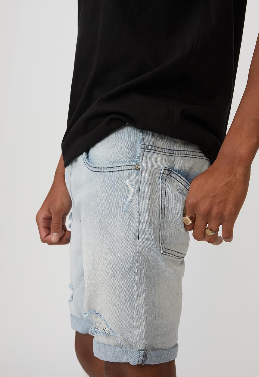 Factorie - Slim cut denim short - pale blue