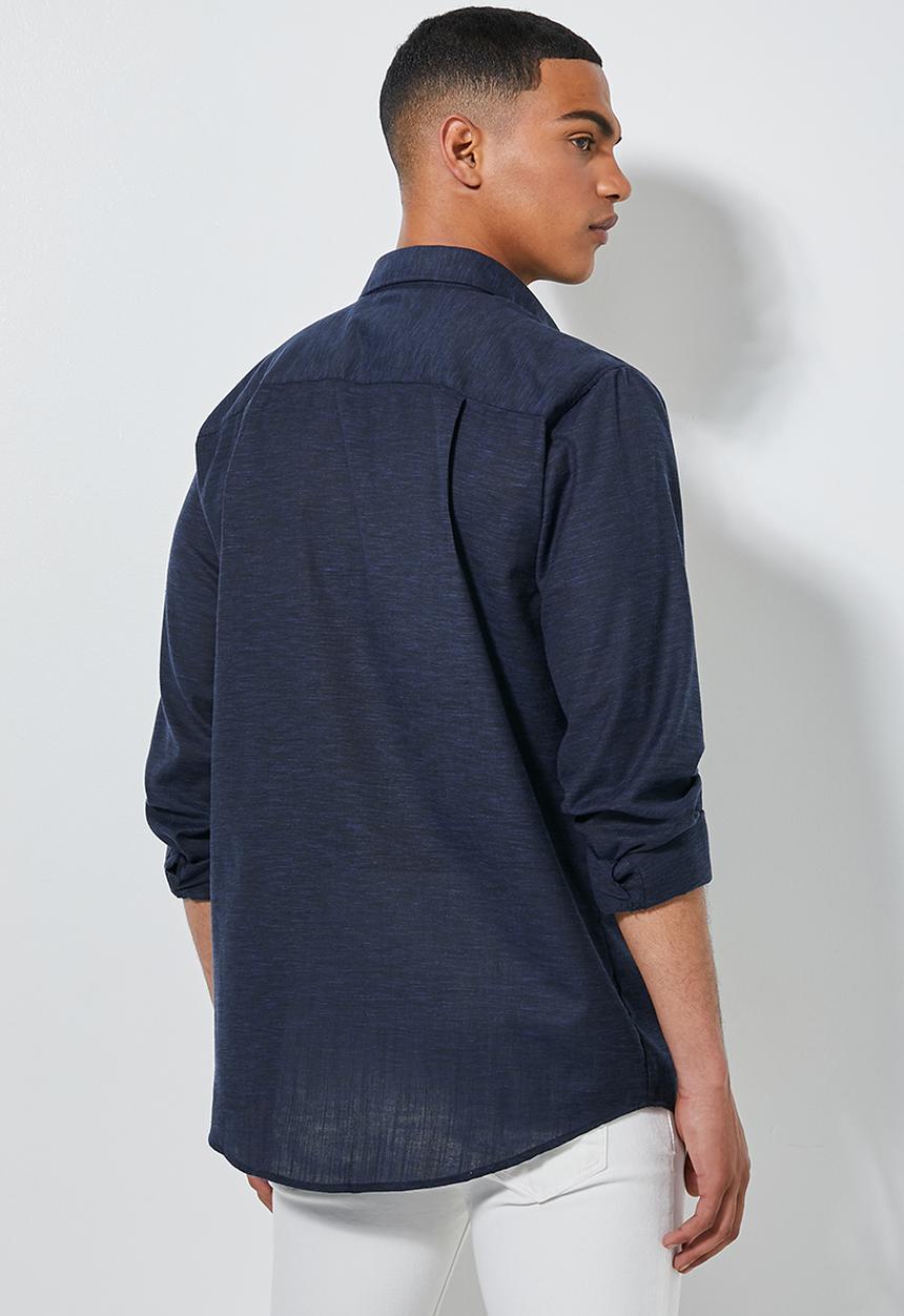 Superbalist - Barber regular fit long sleeve shirt - navy