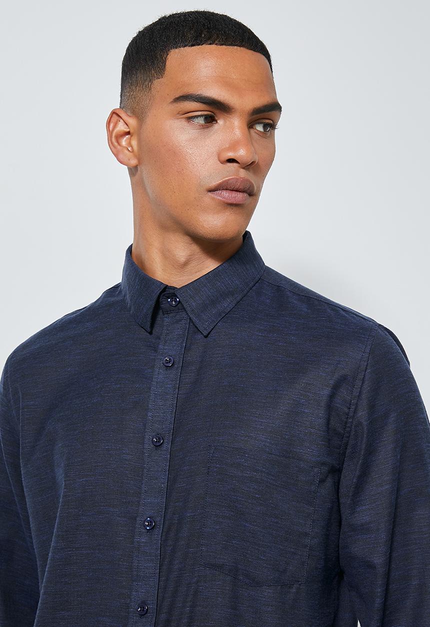Superbalist - Barber regular fit long sleeve shirt - navy