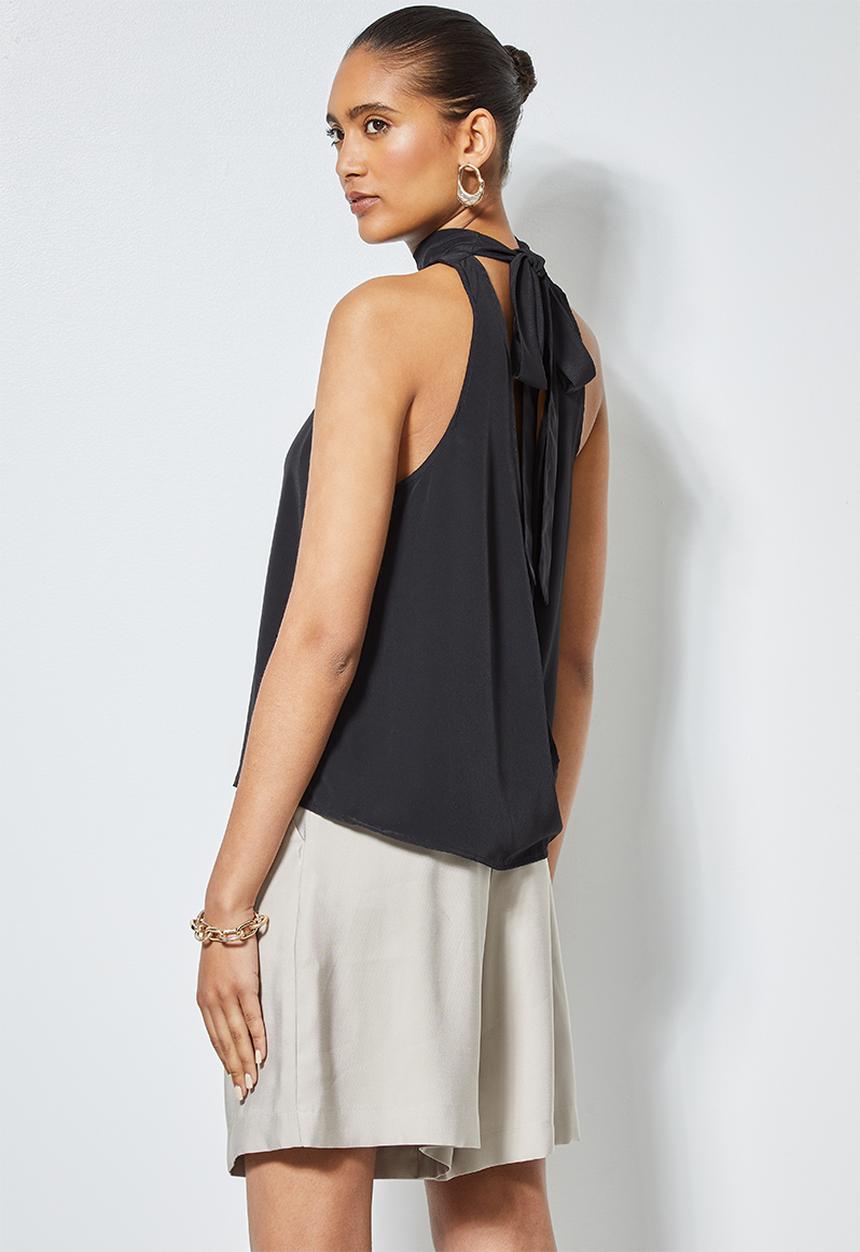 Superbalist - Hi neck blouse with wrap back - black
