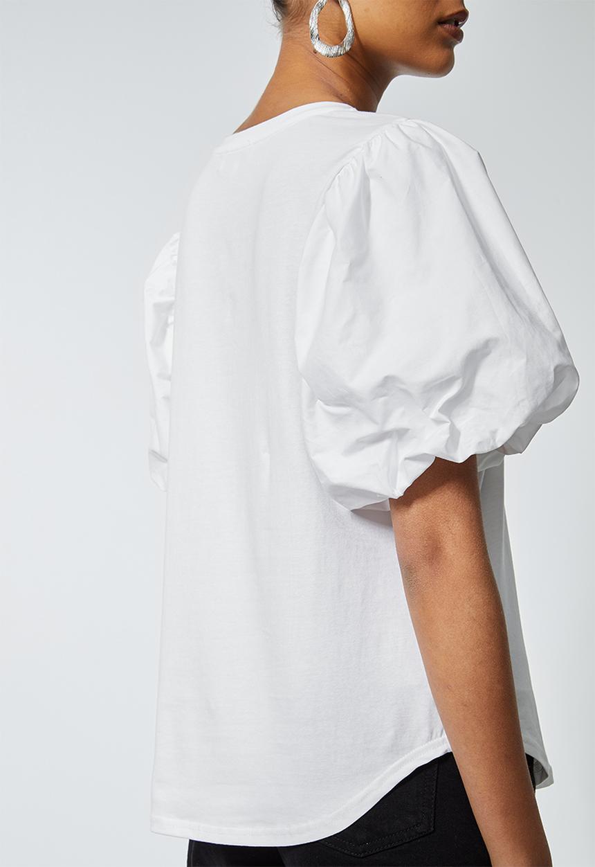Superbalist - Combo fabric puff sleeve top - white