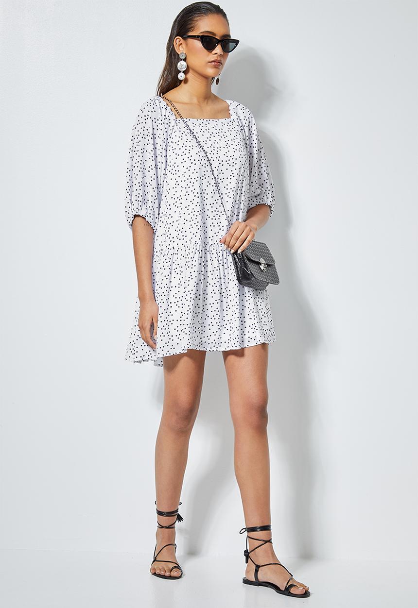 Superbalist - Off the shoulder mini dress - white & black 