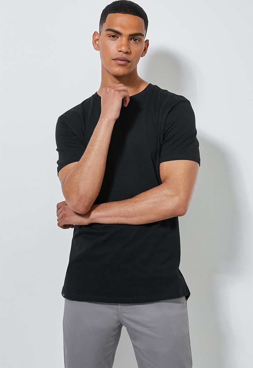Superbalist - 3-Pack Barney longline curved hem tee - black