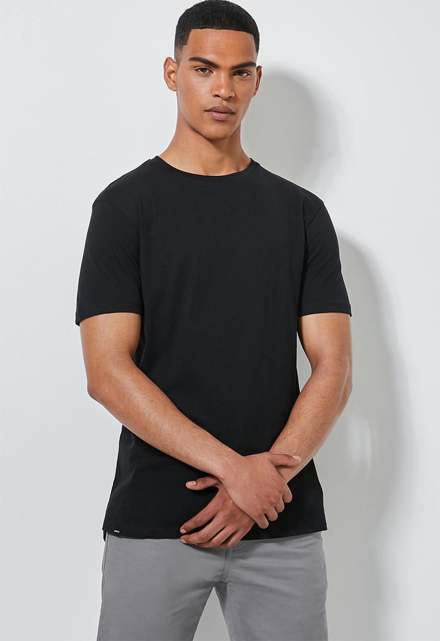 Superbalist - 3-Pack Barney longline curved hem tee - black