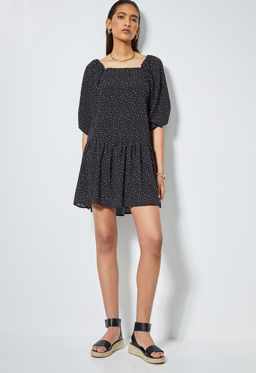 Superbalist - Off the shoulder mini dress - black & white 