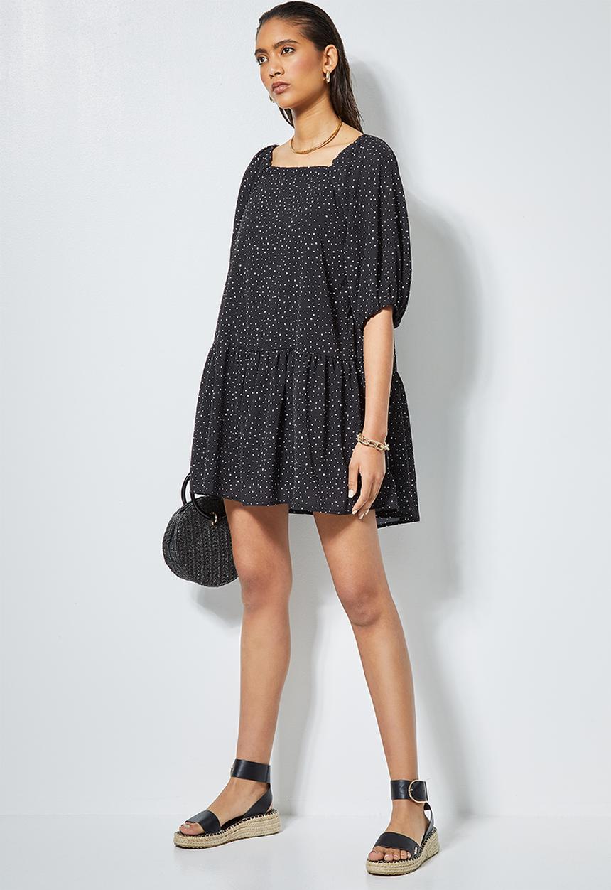 Superbalist - Off the shoulder mini dress - black & white 