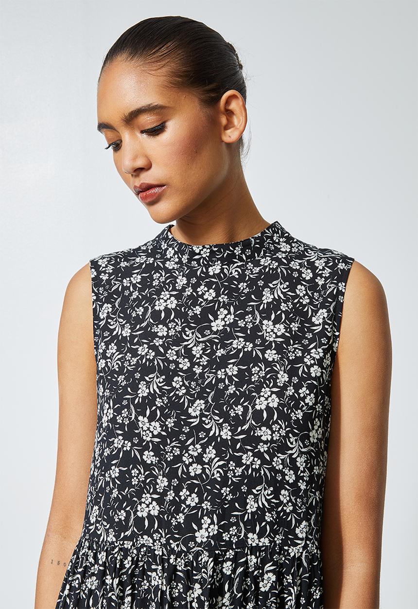 Superbalist - Sleeveless tiered midi dress - black & white 