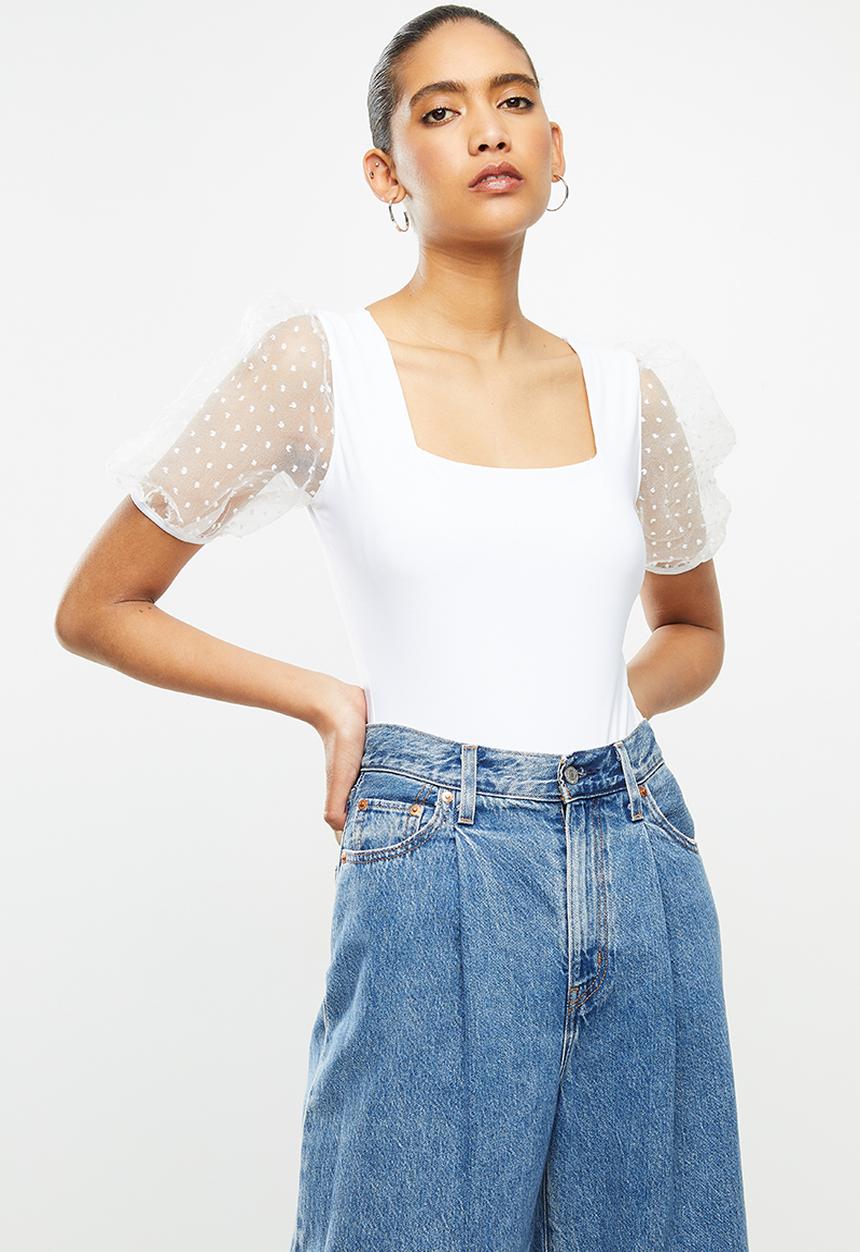 Blake - Square neck bodysuit - white 