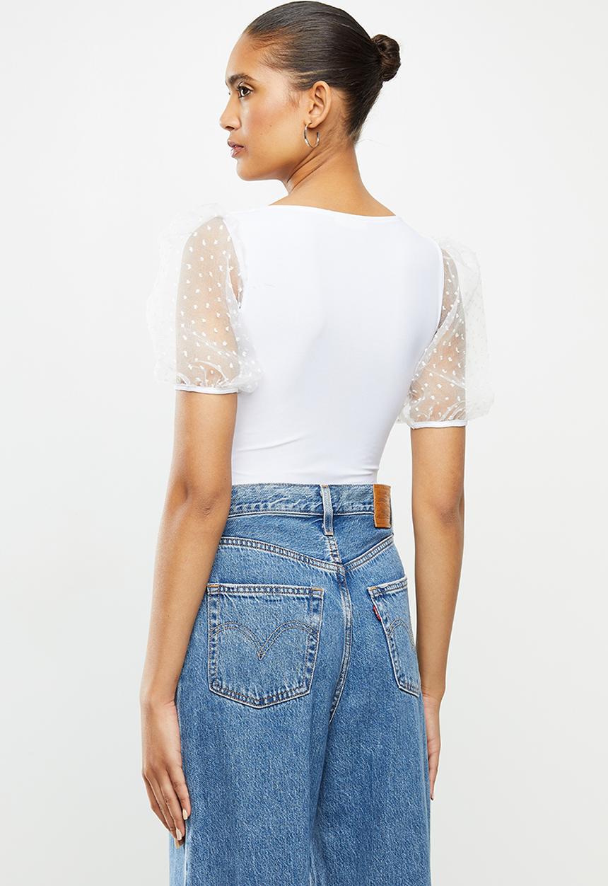 Blake - Square neck bodysuit - white 