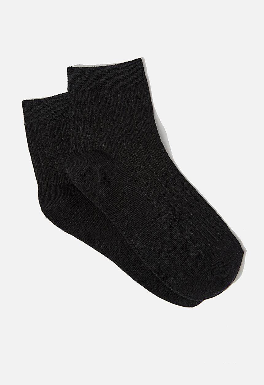 Cotton On - Reggie quarter crew sock - black