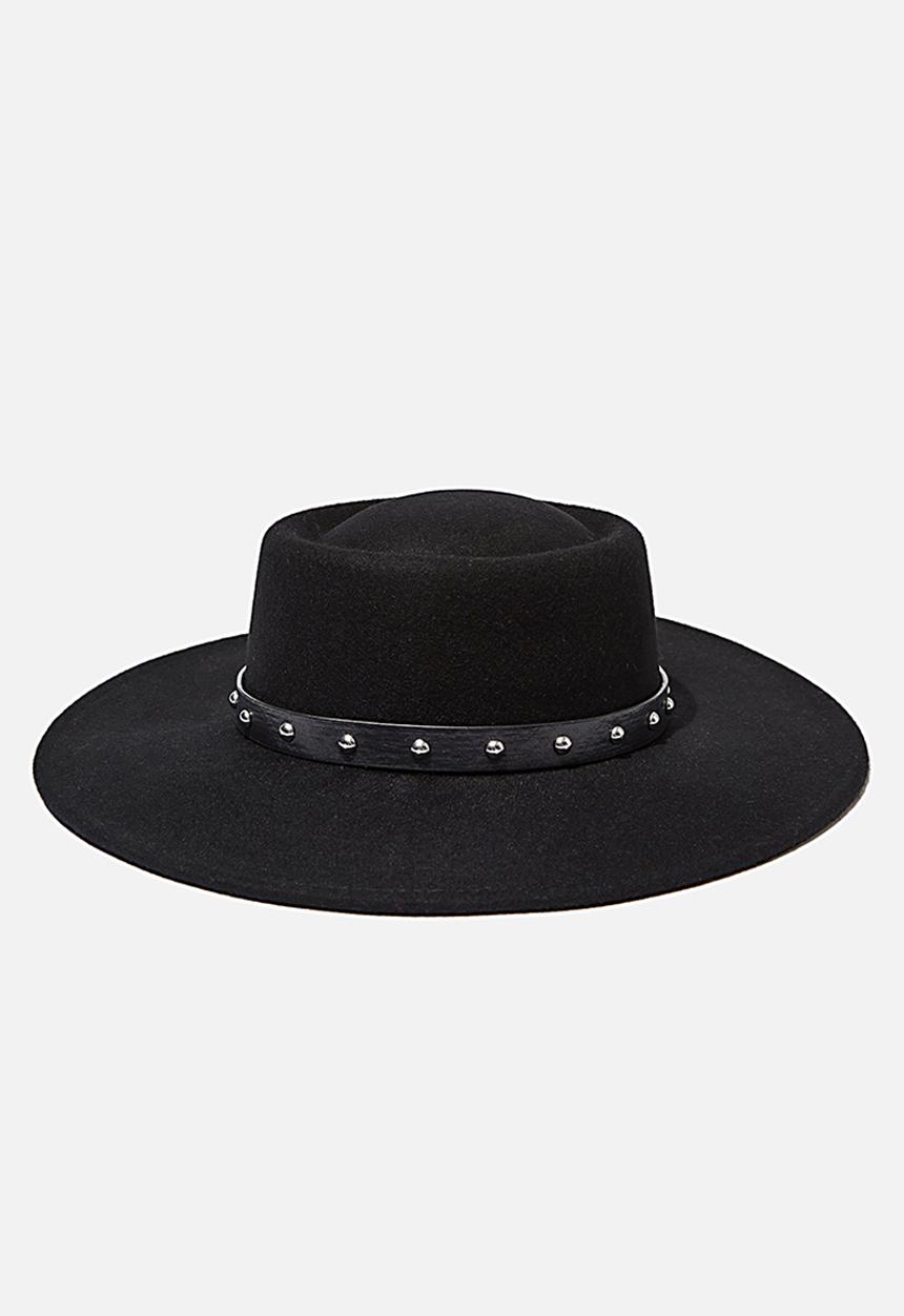 Rubi - Felicity felt boater hat - black