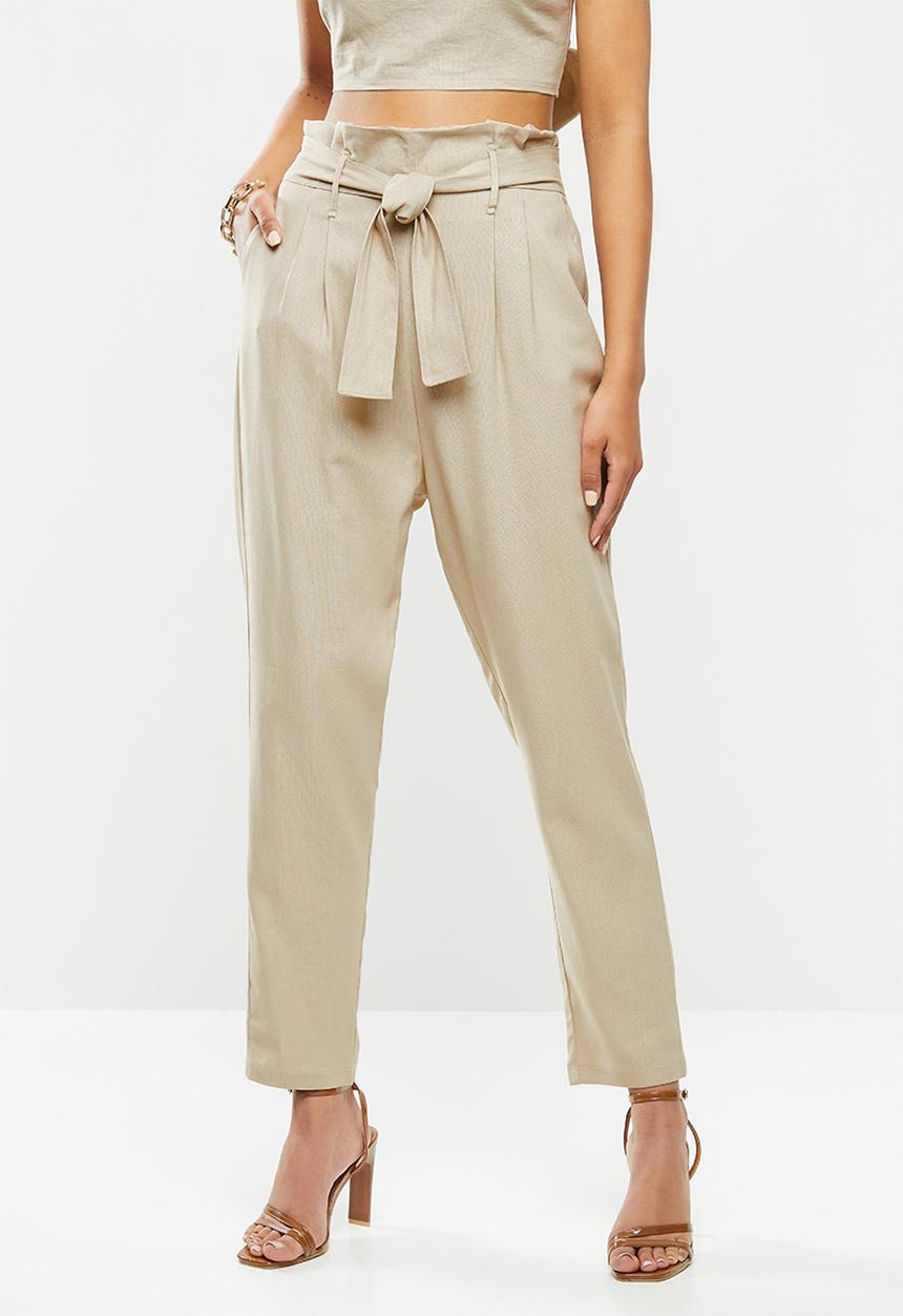 VELVET - Paperbag crop pant - beige