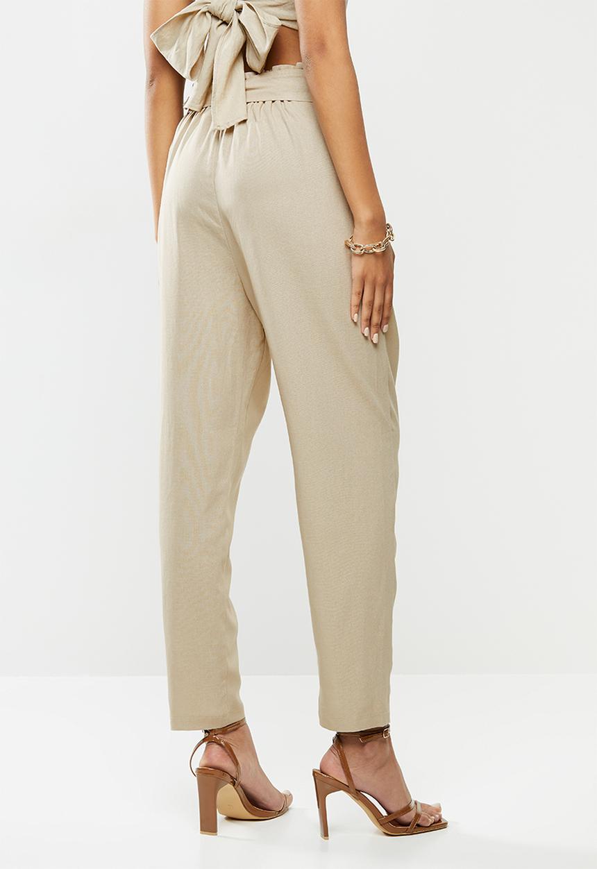 VELVET - Paperbag crop pant - beige