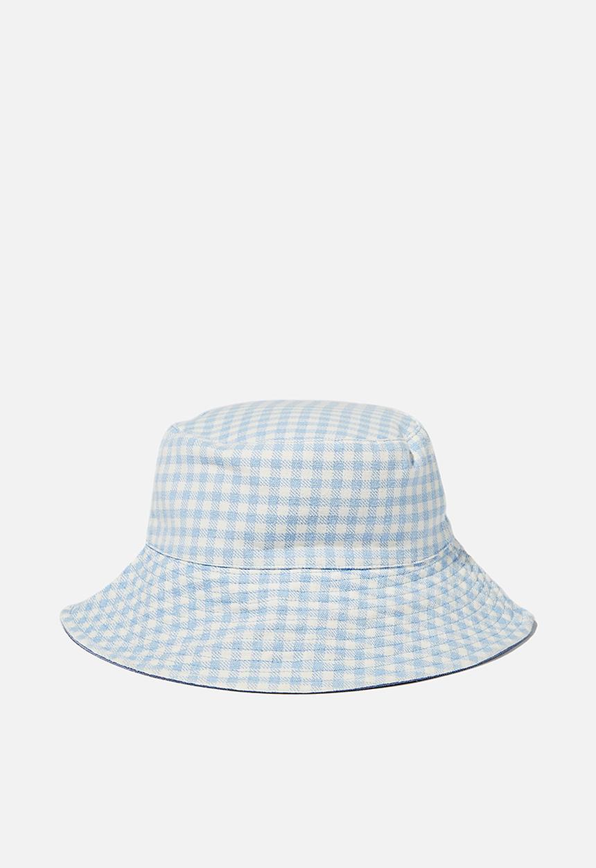 Rubi - Elly reversible wide brim bucket hat - blue gingham