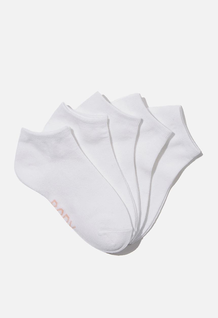 Cotton On - 5 pack body ankle cut sock - white