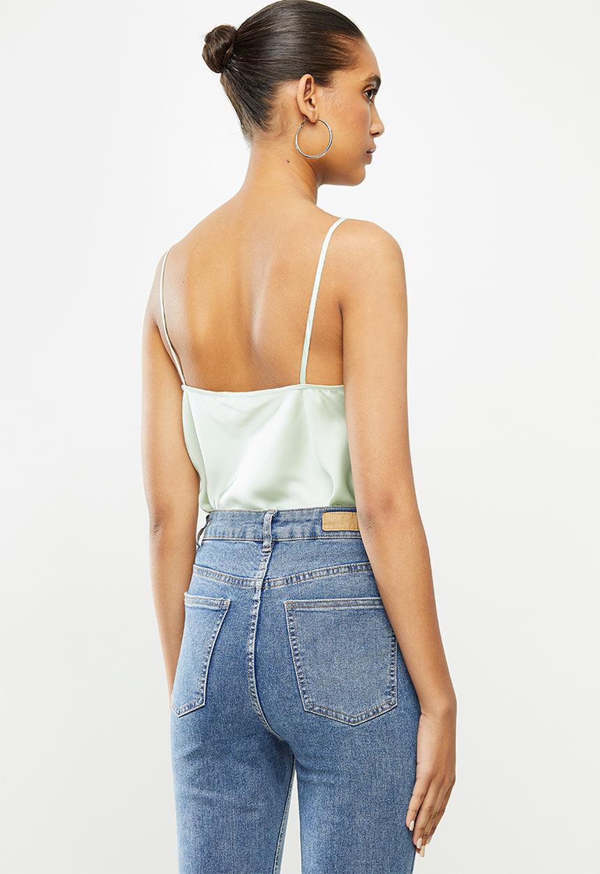 VELVET - Satin cowl neck cami - mint
