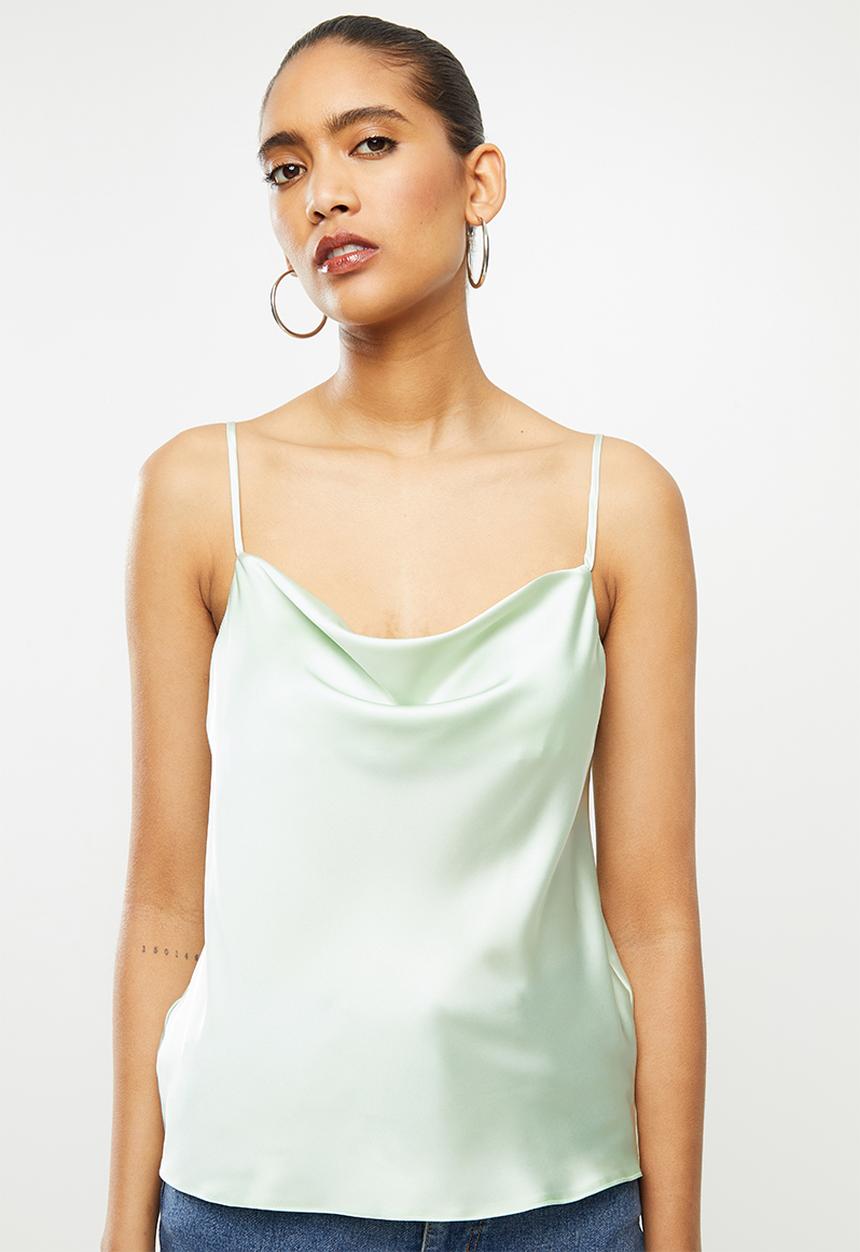 VELVET - Satin cowl neck cami - mint