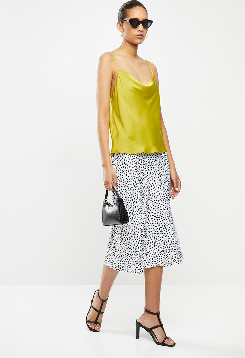 VELVET - Satin cowl neck cami - chartreuse