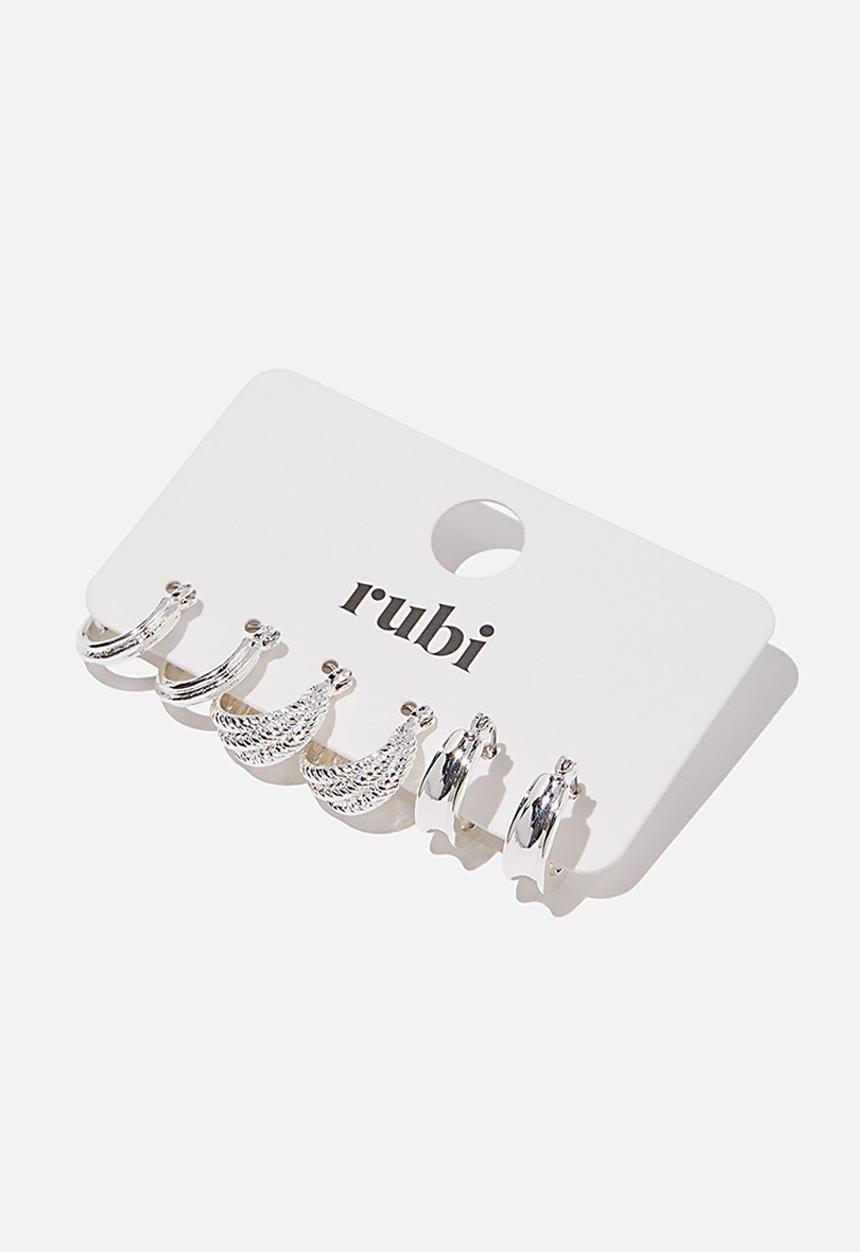 Rubi - 3 pack luxe layers hoop - mini silver