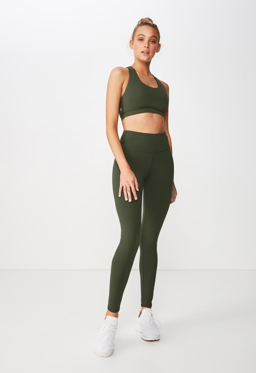 Cotton On - Workout cut out crop - khaki
