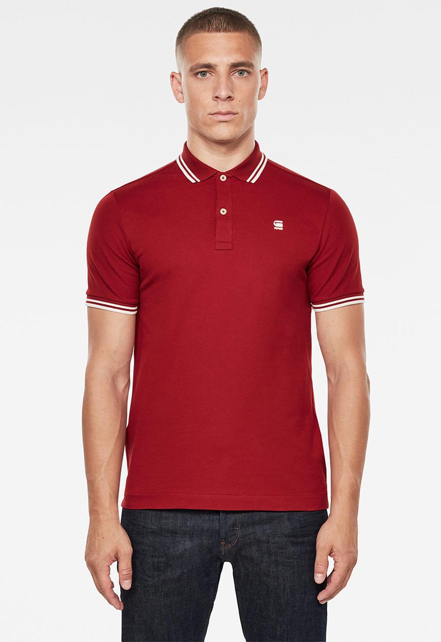 G-STAR - Dunda slim stripe polo - dry red