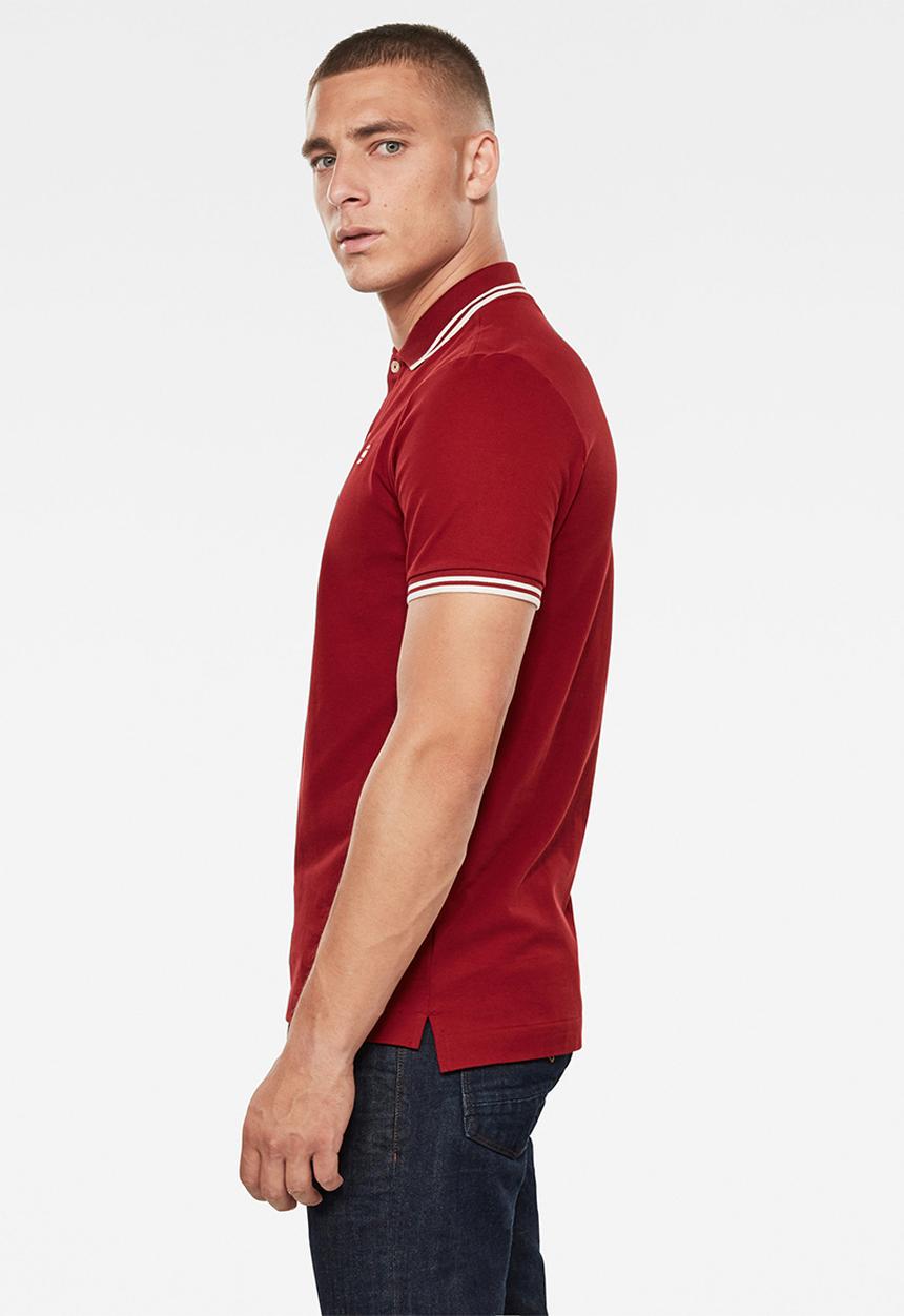 G-STAR - Dunda slim stripe polo - dry red
