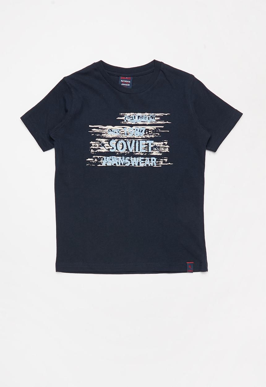 SOVIET - Crew neck fashion print tee - navy
