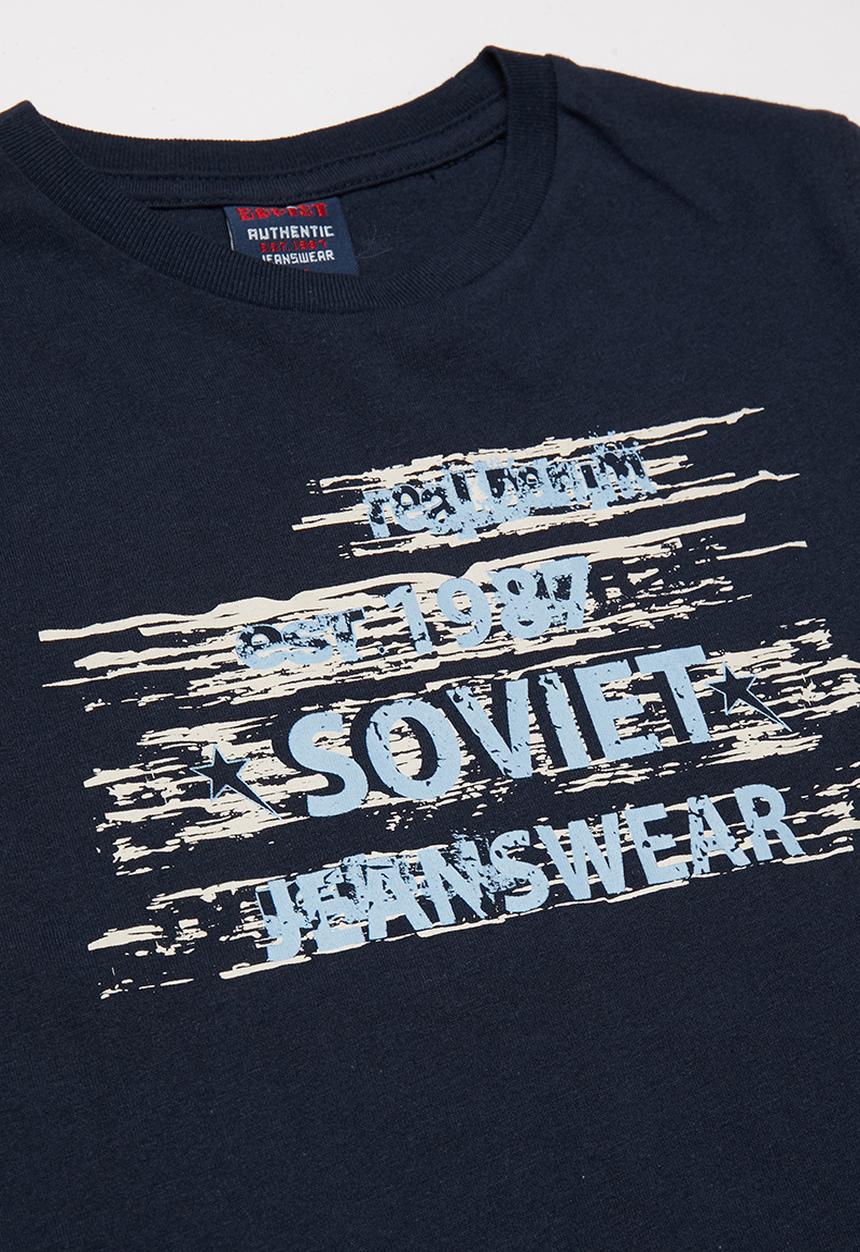 SOVIET - Crew neck fashion print tee - navy