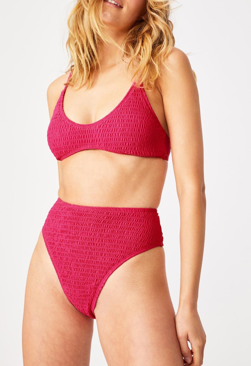 Cotton On - High waisted cheeky bikini bottom - pink