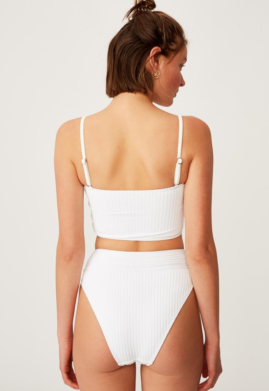 Cotton On - Longline bandeau bikini top - white