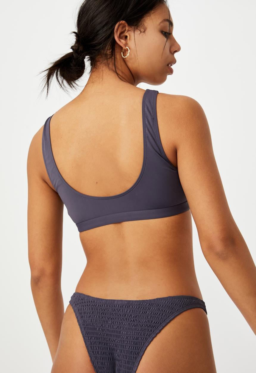 Cotton On - V front crop bikini top - iron 