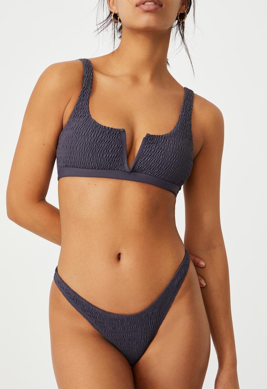 Cotton On - V front crop bikini top - iron 