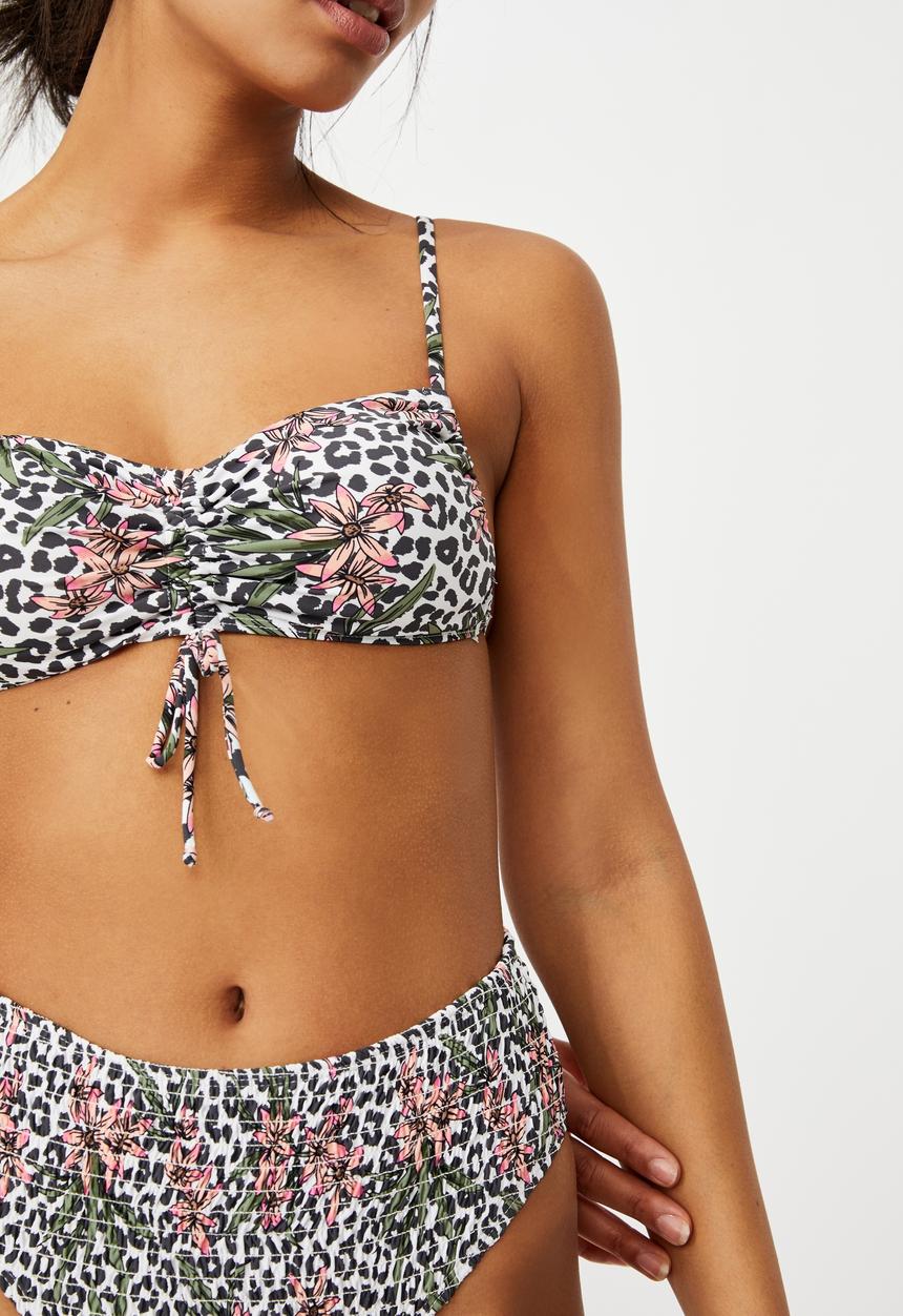 Cotton On - Backless ruched front bikini top - multi 