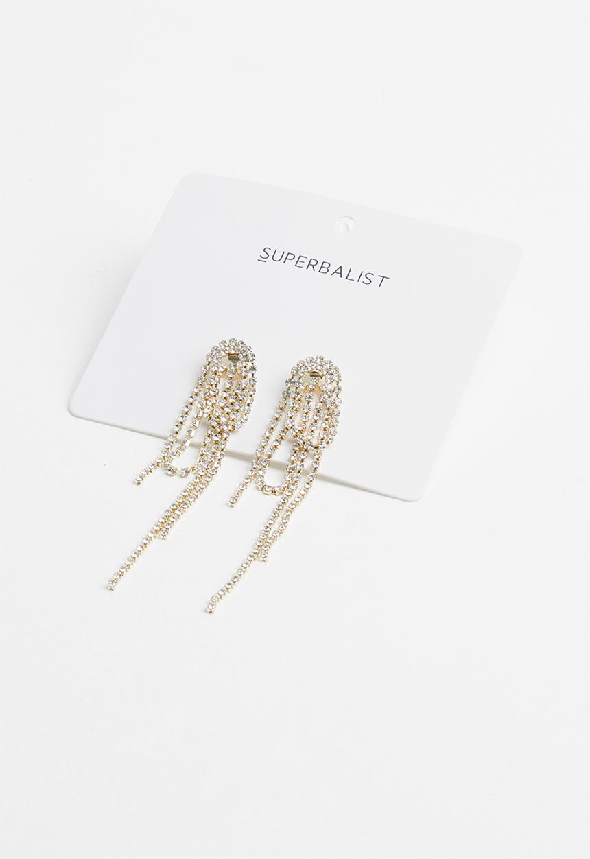 Superbalist - Diamante drop earrings - silver