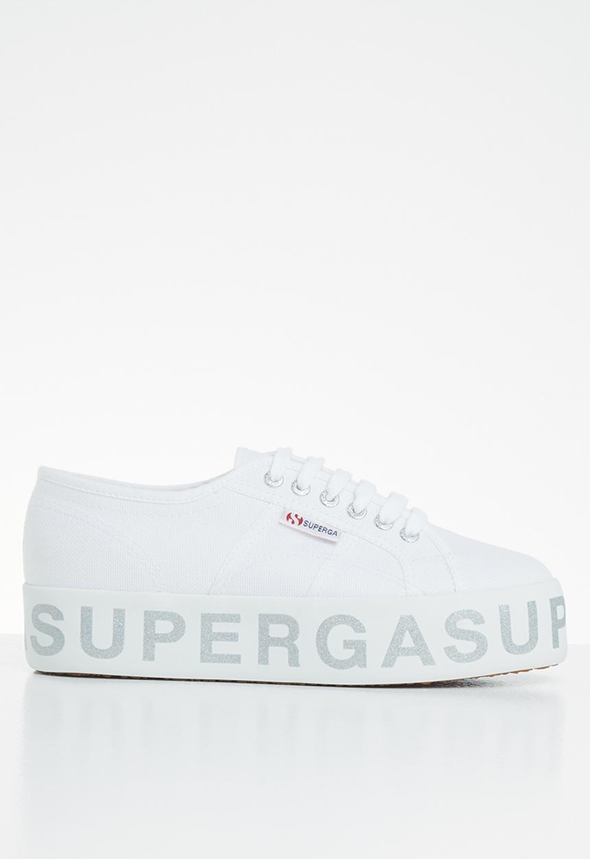 SUPERGA - 2790 glitter lettering platform - white silver