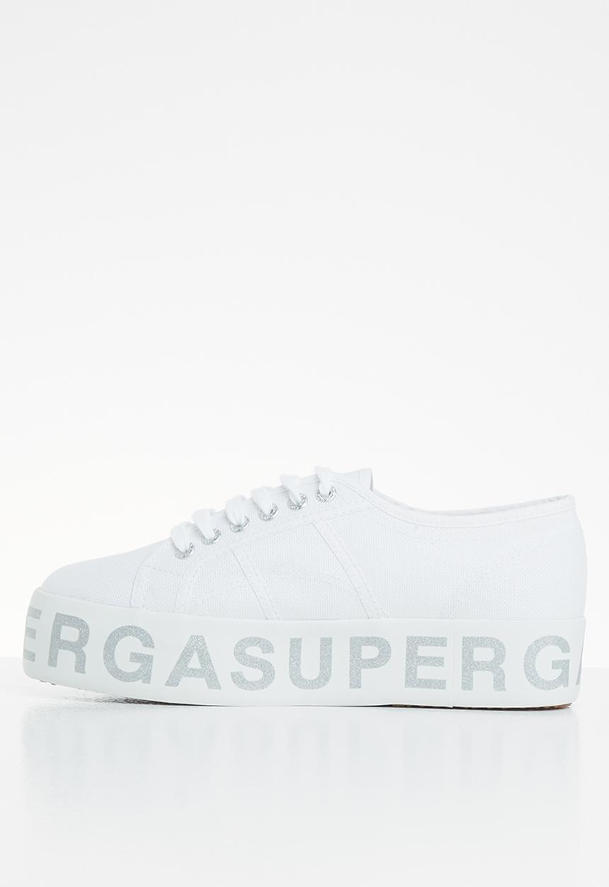 SUPERGA - 2790 glitter lettering platform - white silver